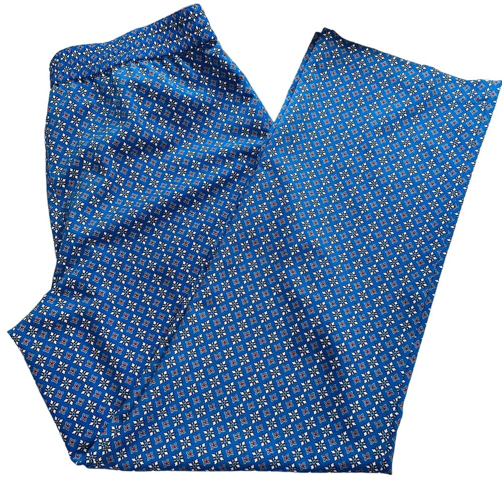 TALBOTS Blue Geo Print Ditsy Fun Colorful Elastic Waist Casual Pants 8P